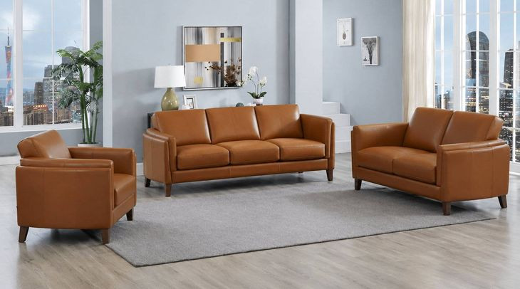 Kona Nutmeg Leather Living Room Set