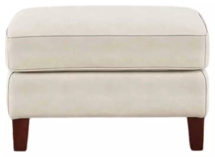 Lachlan Vanilla Leather Upholstered Rectangular Ottoman