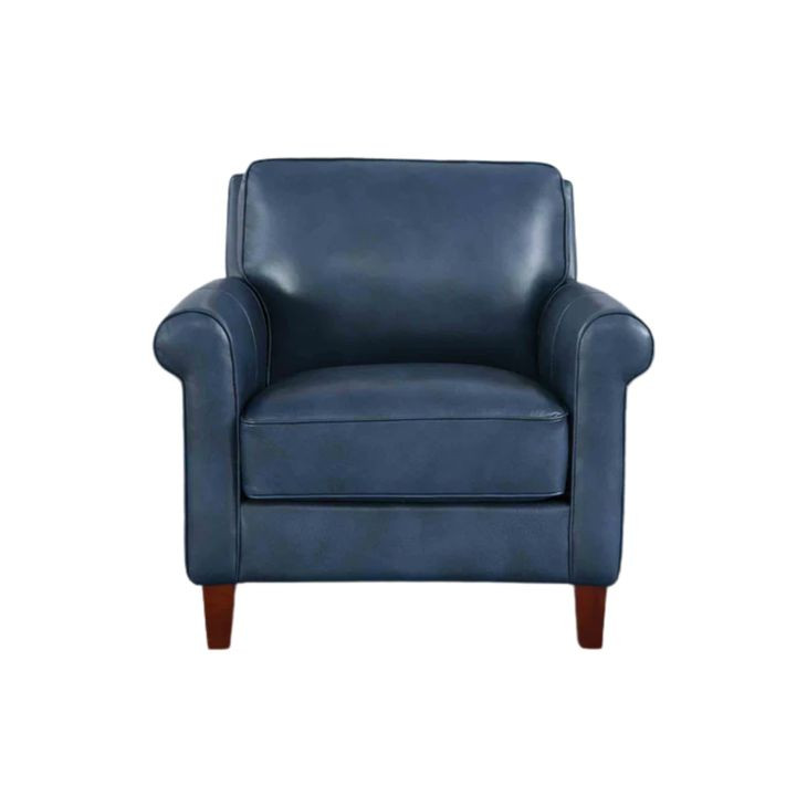 Lachlan Navy Leather Upholstered Accent Chair