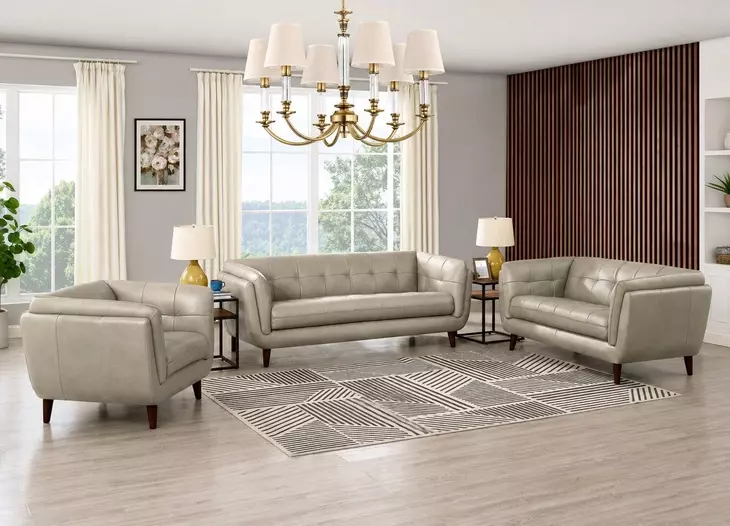 Sorella Slate Leather Living Room Set
