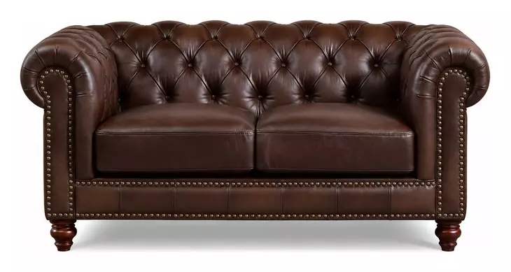 Waverly Caramel Leather 68" Loveseat with Nailhead Trim
