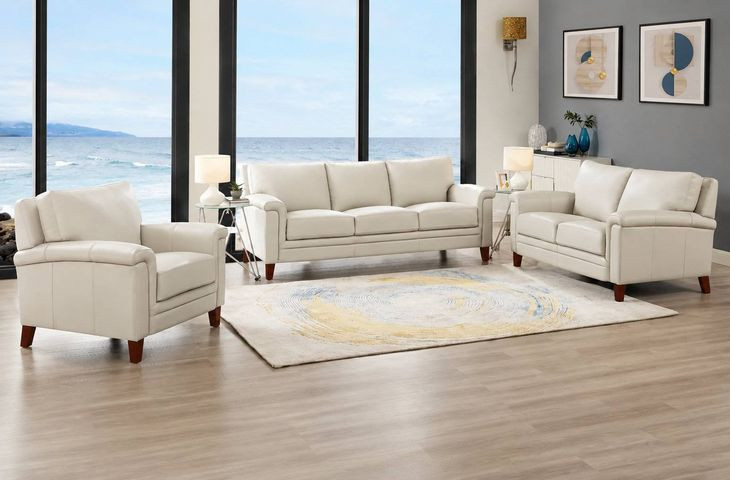 Wendover Vanilla Leather Living Room Set