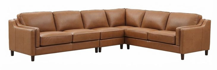 Isla Cognac Top Grain Leather 4 Piece Sectional
