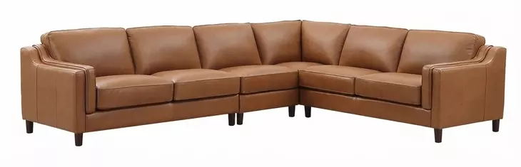 Isla Cognac Top Grain Leather 4 Piece Sectional