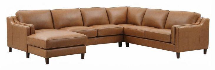 Isla Cognac Top Grain Leather LAF Chaise Sectional