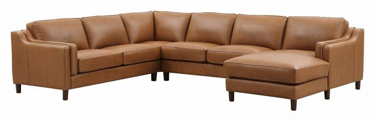 Isla Cognac Top Grain Leather RAF Chaise Sectional