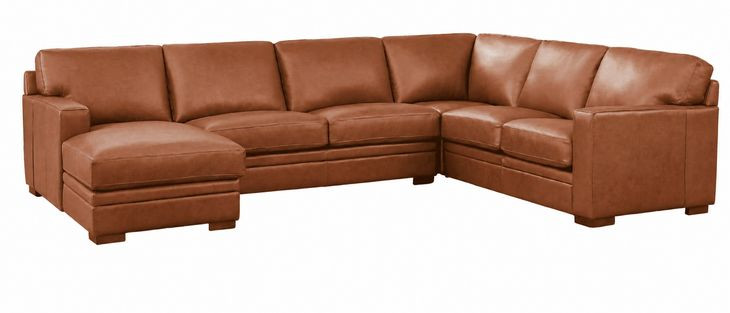 Langston Nutmeg Top Grain Leather LAF Chaise Sectional