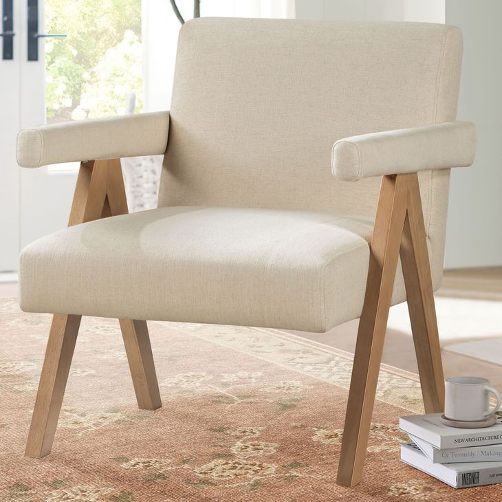 Helen Cream and Chestnut Accent Chair