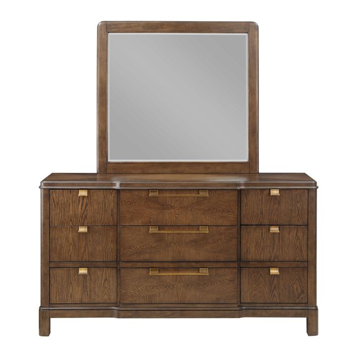 Milan Brown 6 Drawer Dresser and Mirror