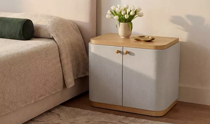 Simone Cream and Brown 2 Door Nightstand