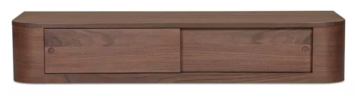 Round Off Walnut Rectangular Floating Console Table
