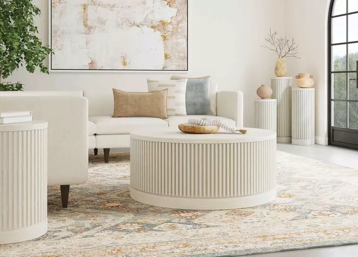 Tulane White Round End Table