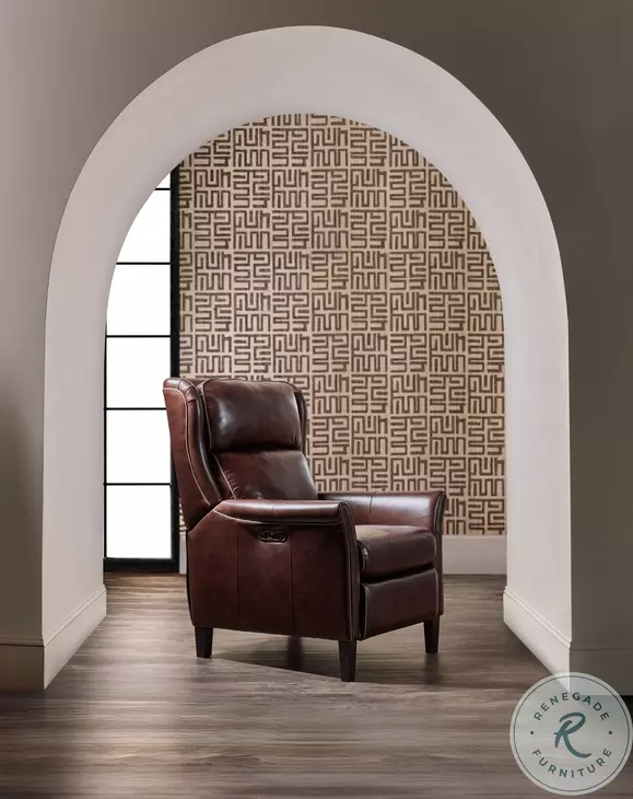 Harrowford Benjamin Burgundy Leather Power Recliner with Power Headrest