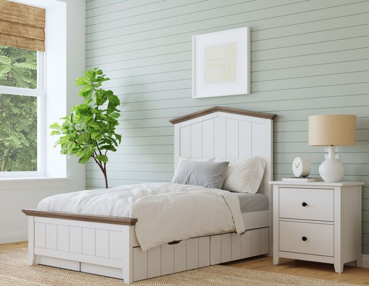 Lodge Cookies and Cream Twin Bed with 2 Set of Drawer