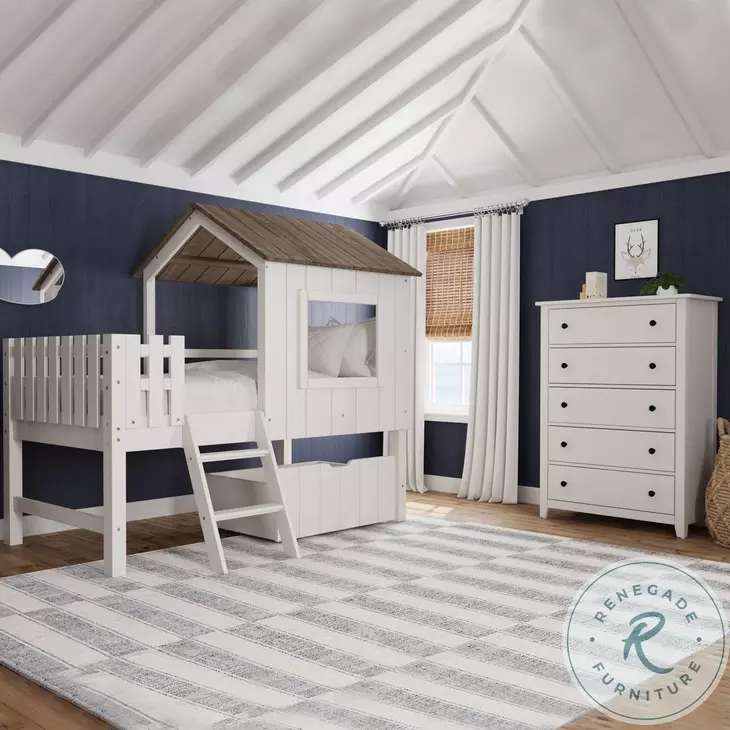 Lodge Cookies and Cream Complete Storage Ladder Bed with Fencing