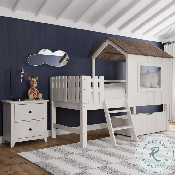 Lodge Cookies and Cream Complete Storage Ladder Bed with Fencing