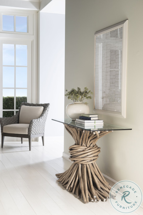 Knot Clear Glass And Grey Console Table