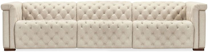 Savion Deux 43" Beige Performance Fabric 3-Seater Sofa with Dual Power Recliners and Triple Power Headrests