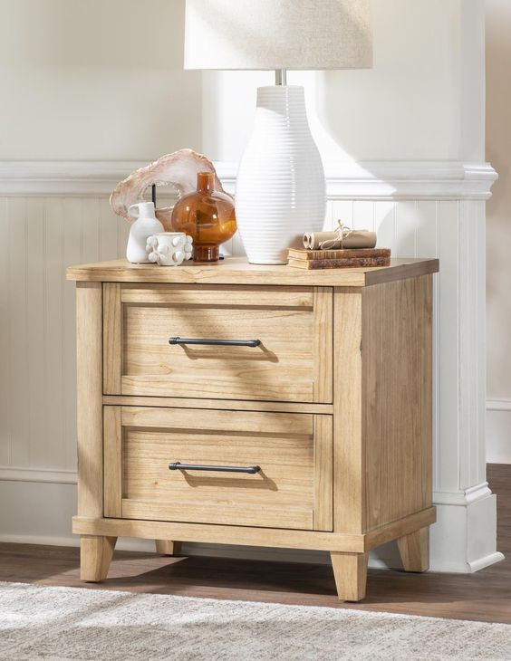 XXXs and OOOs Amber 2 Drawer Nightstand with USB Charging