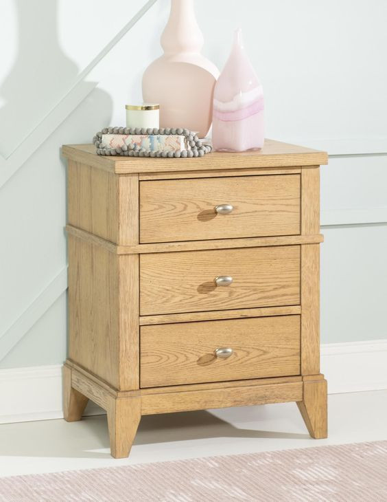 Todays Traditions Natural Hickory 3 Drawer Nightstand with USB Charging