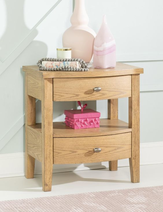Todays Traditions Natural Hickory 2 Drawer Nightstand with USB Charging