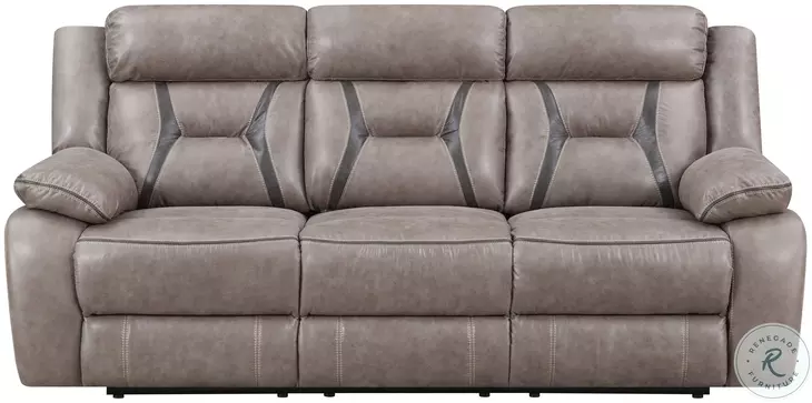 Tyson Gray Reclining Sofa with Drop Down Table And Power Strip