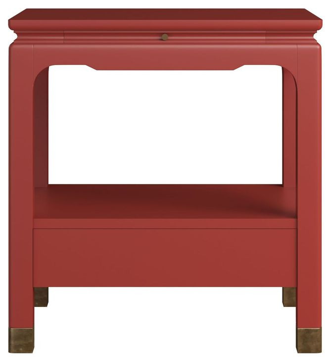 Eave Red Rectangular Bedside Table with 1 Drawer
