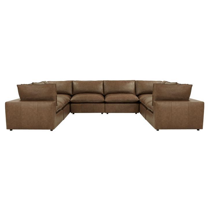 Cali Cognac Brown Leather Modular U-Sofa Sectional