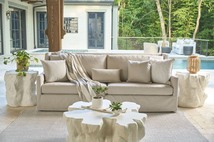 Azure White Concrete Free Form Cliffside Outdoor Occasional Table Set