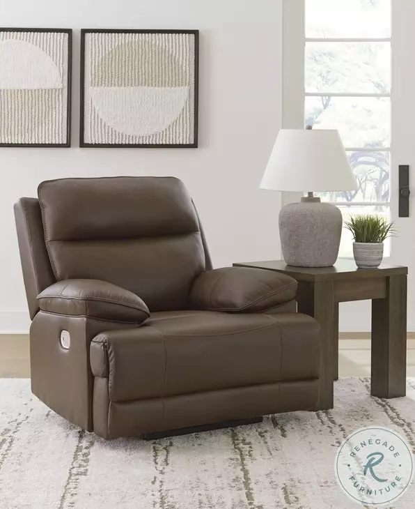 VonRyan Tobacco Power Recliner with Adjustable Headrest