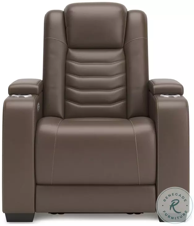 High Impact Tobacco Power Recliner with Adjustable Headrest