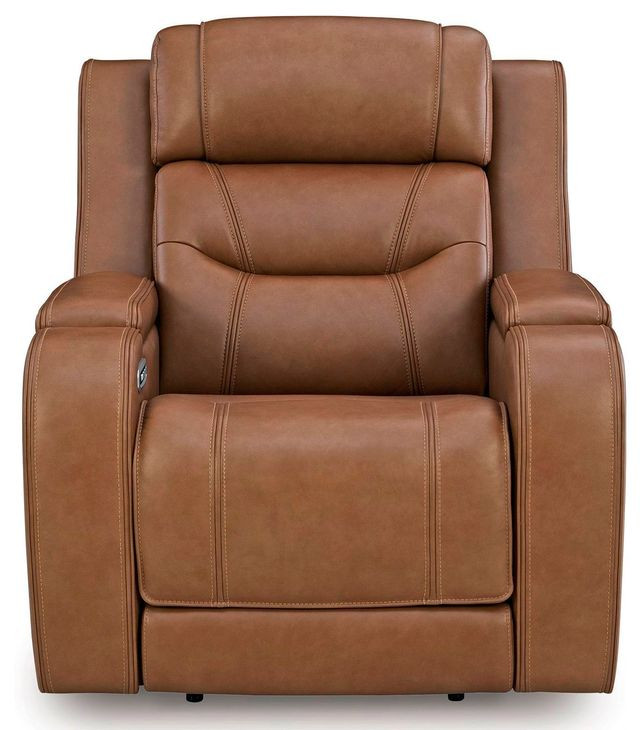 Dreamer Caramel Leather Power Recliner with Audio Seating