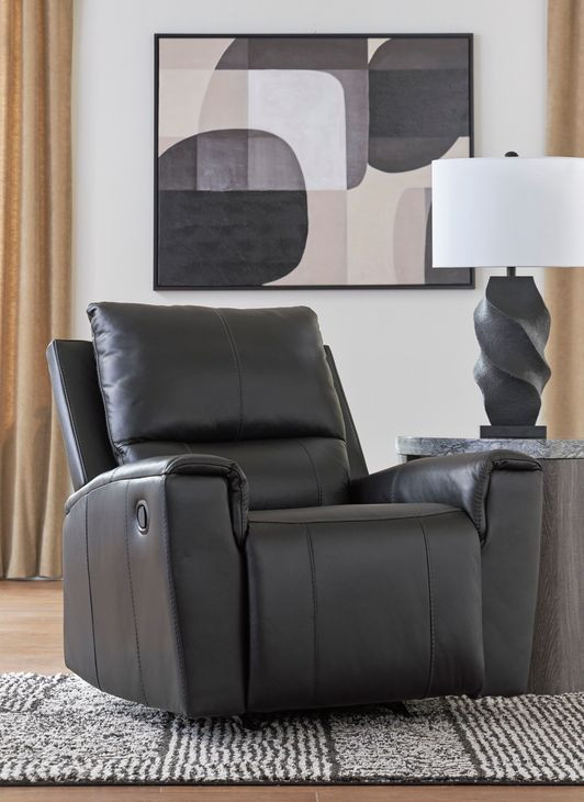 Glassmere Black Leather Rocker Recliner