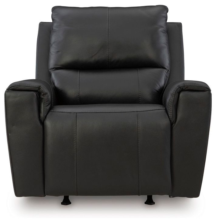 Glassmere Black Leather Rocker Recliner