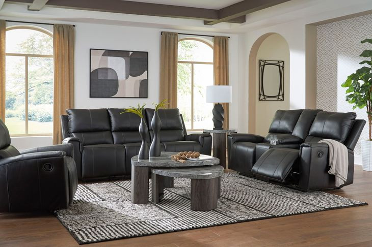 Glassmere Black Leather Rocker Recliner