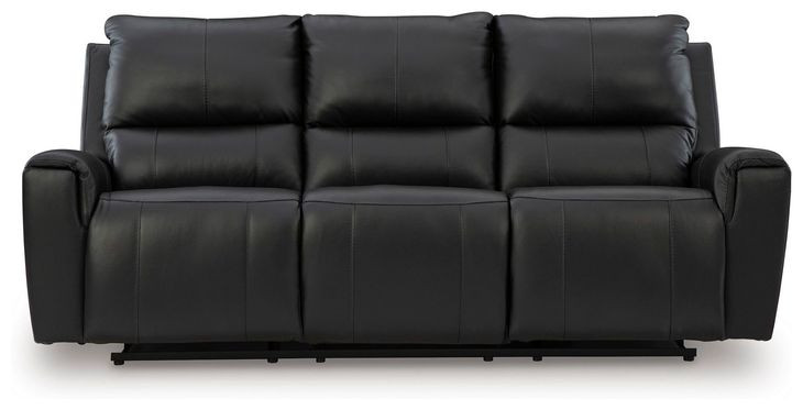 Glassmere Black Leather 84" Reclining Sofa