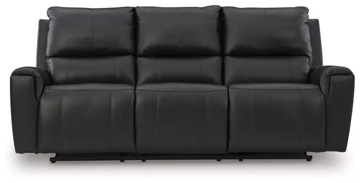 Danemere Black Leather 84" Reclining Sofa