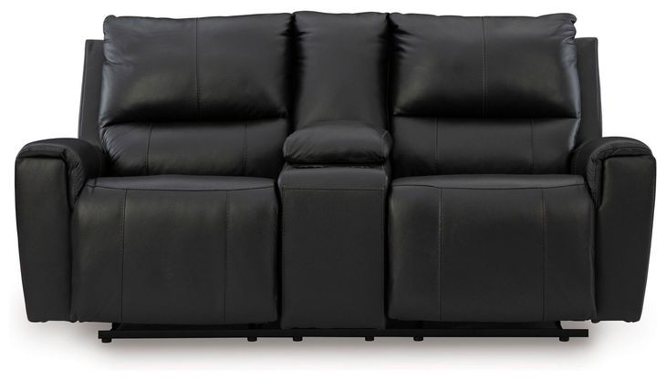 Glassmere Black Leather 74" Reclining Loveseat