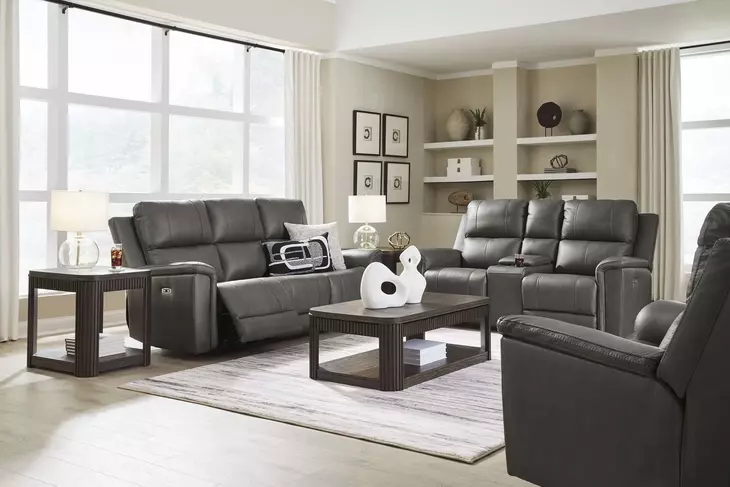 Beryton Anchor Leather Power Reclining Living Room Set