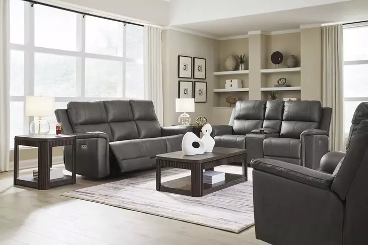 Beryton Anchor Leather Power Reclining Living Room Set