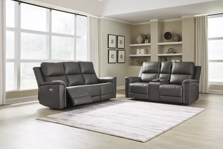 Beryton Anchor Leather 75" Zero Gravity Power Reclining Loveseat with USB Charging