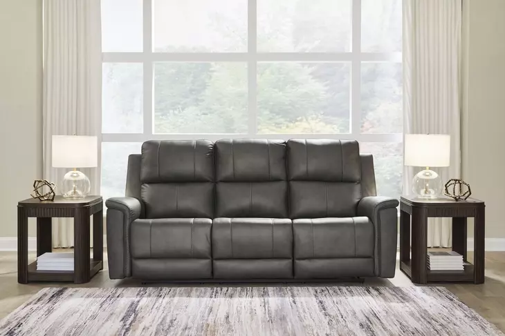 Beryton Anchor Leather 85" Zero Gravity Power Reclining Sofa with USB Charging