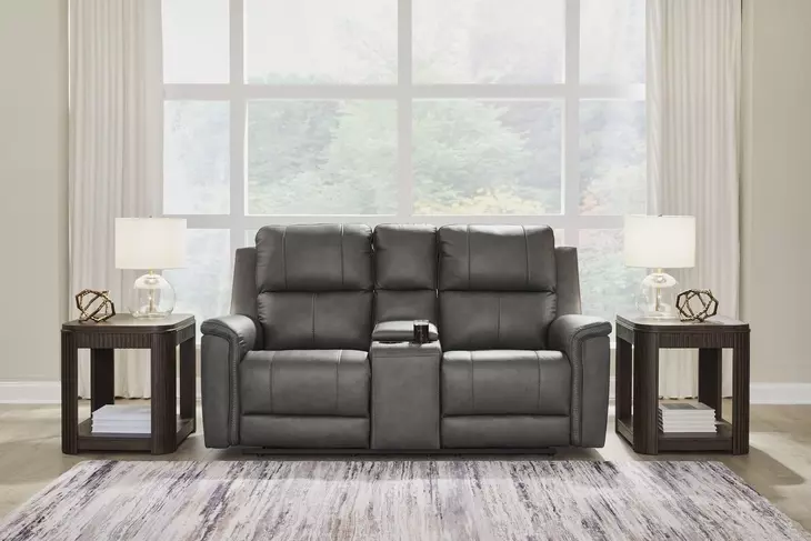 Beryton Anchor Leather 75" Zero Gravity Power Reclining Loveseat with USB Charging