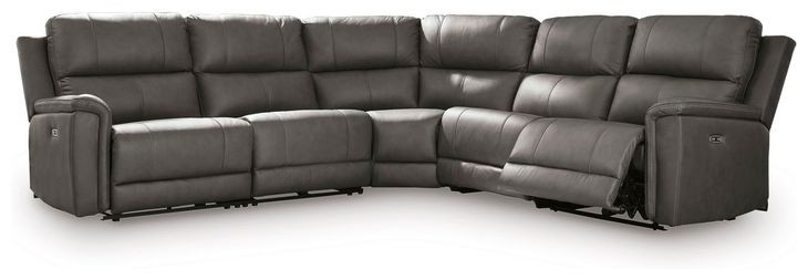 Burnley Anchor Leather 5 Piece Modular Power Reclining Sectional with USB Charging