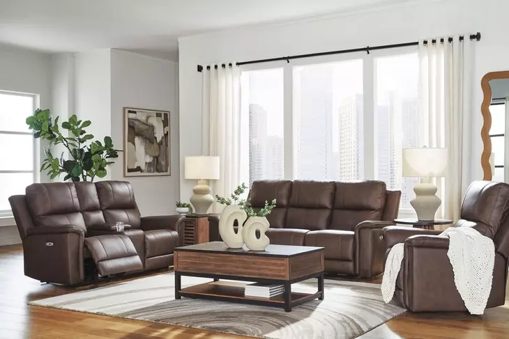 Beryton Espresso Leather 85" Zero Gravity Power Reclining Sofa with USB Charging