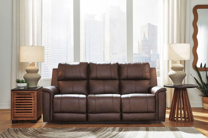 Beryton Espresso Leather 85" Zero Gravity Power Reclining Sofa with USB Charging