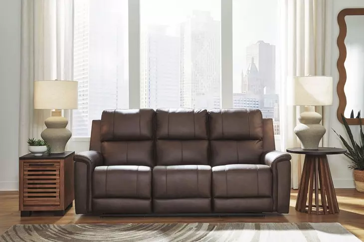 Beryton Espresso Leather 85" Zero Gravity Power Reclining Sofa with USB Charging