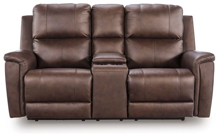 Beryton Espresso Leather 75" Zero Gravity Power Reclining Loveseat with USB Charging