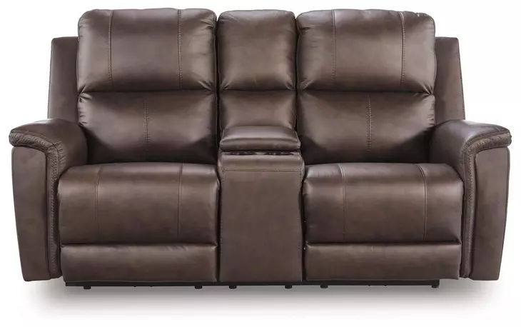 Beryton Espresso Leather 75" Zero Gravity Power Reclining Loveseat with USB Charging
