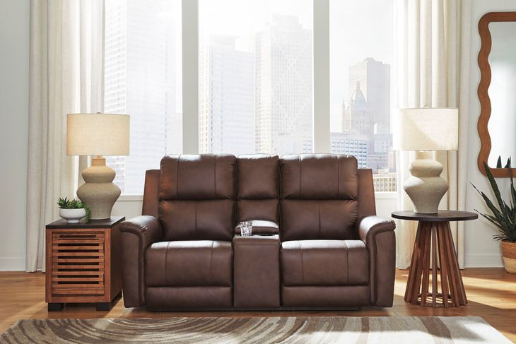 Beryton Espresso Leather 75" Zero Gravity Power Reclining Loveseat with USB Charging
